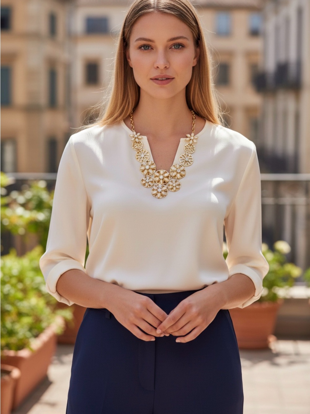 Kate Spade New York Eyelet Garden statement bib necklace